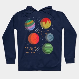 Colorful Planets in Outer Space Hoodie